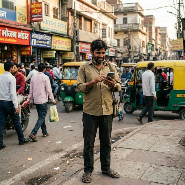 Citizen using civic reporting app